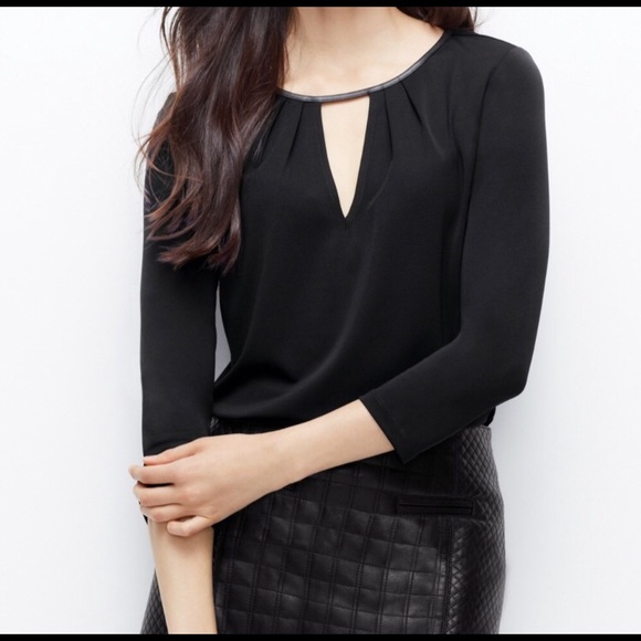 Ann Taylor Tops - Ann Taylor black keyhole 3/4 length sleeve top XS